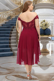 Alanna A-line Off the Shoulder Asymmetrical Chiffon Homecoming Dress With Beading STIP0020582