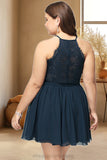 Mariyah A-line V-Neck Short/Mini Chiffon Lace Homecoming Dress STIP0020502