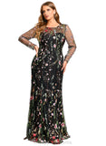 Jaden Sheath/Column Boat Neck Illusion Floor-Length Lace Evening Dress STIP0020796