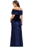 Roberta Sheath/Column Off the Shoulder Floor-Length Velvet Evening Dress STIP0020854