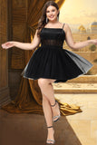 Addison A-line Square Short/Mini Satin Tulle Homecoming Dress STIP0020491