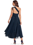 Jill A-line One Shoulder V-Neck Asymmetrical Chiffon Cocktail Dress STIP0020773