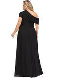 Alia A-line Asymmetrical Floor-Length Chiffon Evening Dress With Pleated STIP0020774