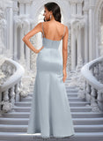 Toni Trumpet/Mermaid Off the Shoulder Square Floor-Length Satin Prom Dresses With Ruffle STIP0025883