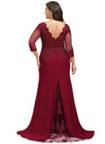 Dayanara Trumpet/Mermaid V-Neck Sweep Train Chiffon Lace Evening Dress With Sequins STIP0020849