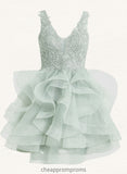 Rosemary Ball-Gown/Princess V-Neck Short Tulle Lace Homecoming Dress STIP0025671