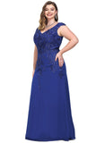 Tiffany Sheath/Column V-Neck Floor-Length Chiffon Lace Evening Dress With Sequins STIP0020840