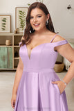 Jaliyah A-line Off the Shoulder Short/Mini Satin Homecoming Dress With Bow STIP0020568