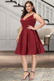 Carlee A-line V-Neck Short/Mini Satin Homecoming Dress STIP0020542