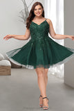 Maliyah A-line V-Neck Short/Mini Tulle Homecoming Dress STIP0020546