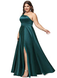 Skylar A-line One Shoulder Floor-Length Satin Prom Dresses With Rhinestone STIP0020905