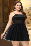 Addison A-line Square Short/Mini Satin Tulle Homecoming Dress STIP0020491