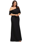 Talia Sheath/Column Asymmetrical Floor-Length Stretch Crepe Evening Dress With Pleated STIP0020792