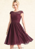 Kay A-line Scoop Knee-Length Lace Chiffon Homecoming Dress STIP0025698