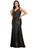 Aria Trumpet/Mermaid V-Neck Floor-Length Chiffon Sequin Evening Dress STIP0020862