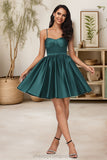 Terri A-line Sweetheart Short/Mini Satin Homecoming Dress STIP0020497