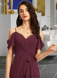 Lauryn A-Line V-neck Floor-Length Bridesmaid Dress With Ruffle Split Front STIP0012772