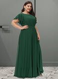 Kathryn A-Line Scoop Neck Floor-Length Bridesmaid Dress With Ruffle STIP0012773