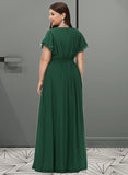 Kathryn A-Line Scoop Neck Floor-Length Bridesmaid Dress With Ruffle STIP0012773