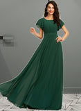 Kathryn A-Line Scoop Neck Floor-Length Bridesmaid Dress With Ruffle STIP0012773