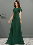 Kathryn A-Line Scoop Neck Floor-Length Bridesmaid Dress With Ruffle STIP0012773