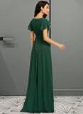 Kathryn A-Line Scoop Neck Floor-Length Bridesmaid Dress With Ruffle STIP0012773