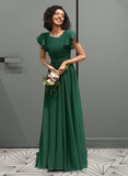 Kathryn A-Line Scoop Neck Floor-Length Bridesmaid Dress With Ruffle STIP0012773