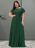 Kathryn A-Line Scoop Neck Floor-Length Bridesmaid Dress With Ruffle STIP0012773