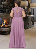 Maddison A-Line Scoop Neck Floor-Length Chiffon Lace Bridesmaid Dress With Pockets STIP0012776