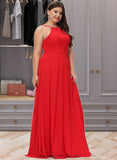 Novia A-Line Scoop Neck Floor-Length Bridesmaid Dress STIP0012779