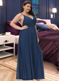 Jolie A-Line V-neck Floor-Length Bridesmaid Dress With Split Front STIP0012780