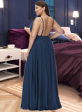 Jolie A-Line V-neck Floor-Length Bridesmaid Dress With Split Front STIP0012780