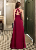 Amira A-Line V-neck Floor-Length Bridesmaid Dress STIP0012785