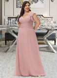 Erin Empire V-Neck Floor-Length Chiffon Bridesmaid Dress With Cascading Ruffles STIP0012790