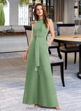 Alexus Jumpsuit/Pantsuit High Neck Floor-Length Bridesmaid Dress With Bow(s) STIP0012792