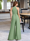 Alexus Jumpsuit/Pantsuit High Neck Floor-Length Bridesmaid Dress With Bow(s) STIP0012792