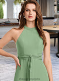 Alexus Jumpsuit/Pantsuit High Neck Floor-Length Bridesmaid Dress With Bow(s) STIP0012792