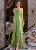 Liberty A-Line Cowl Neck Floor-Length Bridesmaid Dress With Split Front STIP0012796