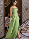 Liberty A-Line Cowl Neck Floor-Length Bridesmaid Dress With Split Front STIP0012796