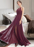 Kiana A-Line Halter Floor-Length Bridesmaid Dress With Split Front STIP0012798