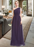 Jo A-line One Shoulder Floor-Length Chiffon Bridesmaid Dress With Ruffle STIP0012803