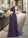 Jo A-line One Shoulder Floor-Length Chiffon Bridesmaid Dress With Ruffle STIP0012803