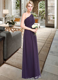 Jo A-line One Shoulder Floor-Length Chiffon Bridesmaid Dress With Ruffle STIP0012803