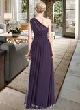 Jo A-line One Shoulder Floor-Length Chiffon Bridesmaid Dress With Ruffle STIP0012803