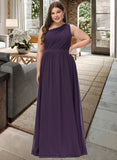 Jo A-line One Shoulder Floor-Length Chiffon Bridesmaid Dress With Ruffle STIP0012803