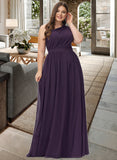 Jo A-line One Shoulder Floor-Length Chiffon Bridesmaid Dress With Ruffle STIP0012803