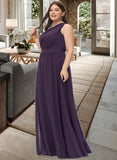 Jo A-line One Shoulder Floor-Length Chiffon Bridesmaid Dress With Ruffle STIP0012803