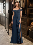 Mimi A-Line Off-the-Shoulder Floor-Length Bridesmaid Dress With Ruffle STIP0012807