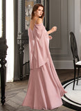 Lilian A-Line V-neck Floor-Length Bridesmaid Dress STIP0012810