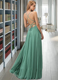 Rosa A-Line Square Neckline Floor-Length Chiffon Bridesmaid Dress STIP0012811